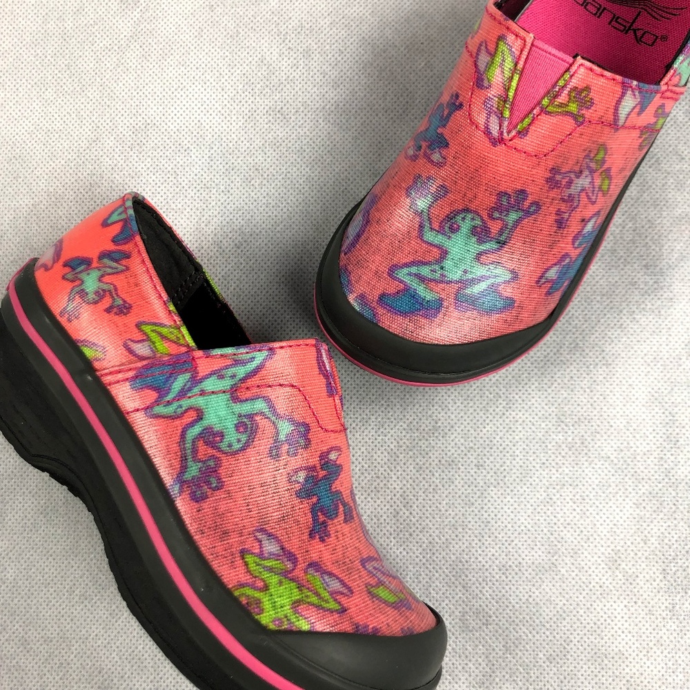 Dansko Vesta Pink Frogs Canvas Rain Shoe